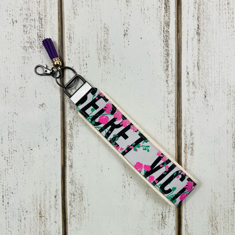 Handmade Wristlet Keychain Fob with Tassel